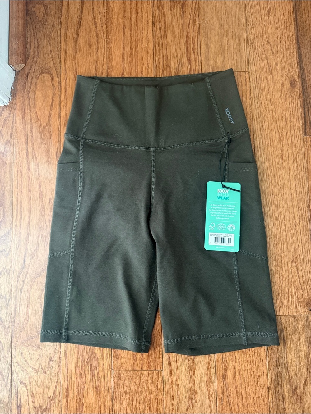 BOODY Olive Green High-Rise Bike Shorts